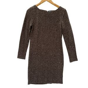 Alice + Olivia Nala Sequined Dress in Chocolate (Brown) Size XS-S